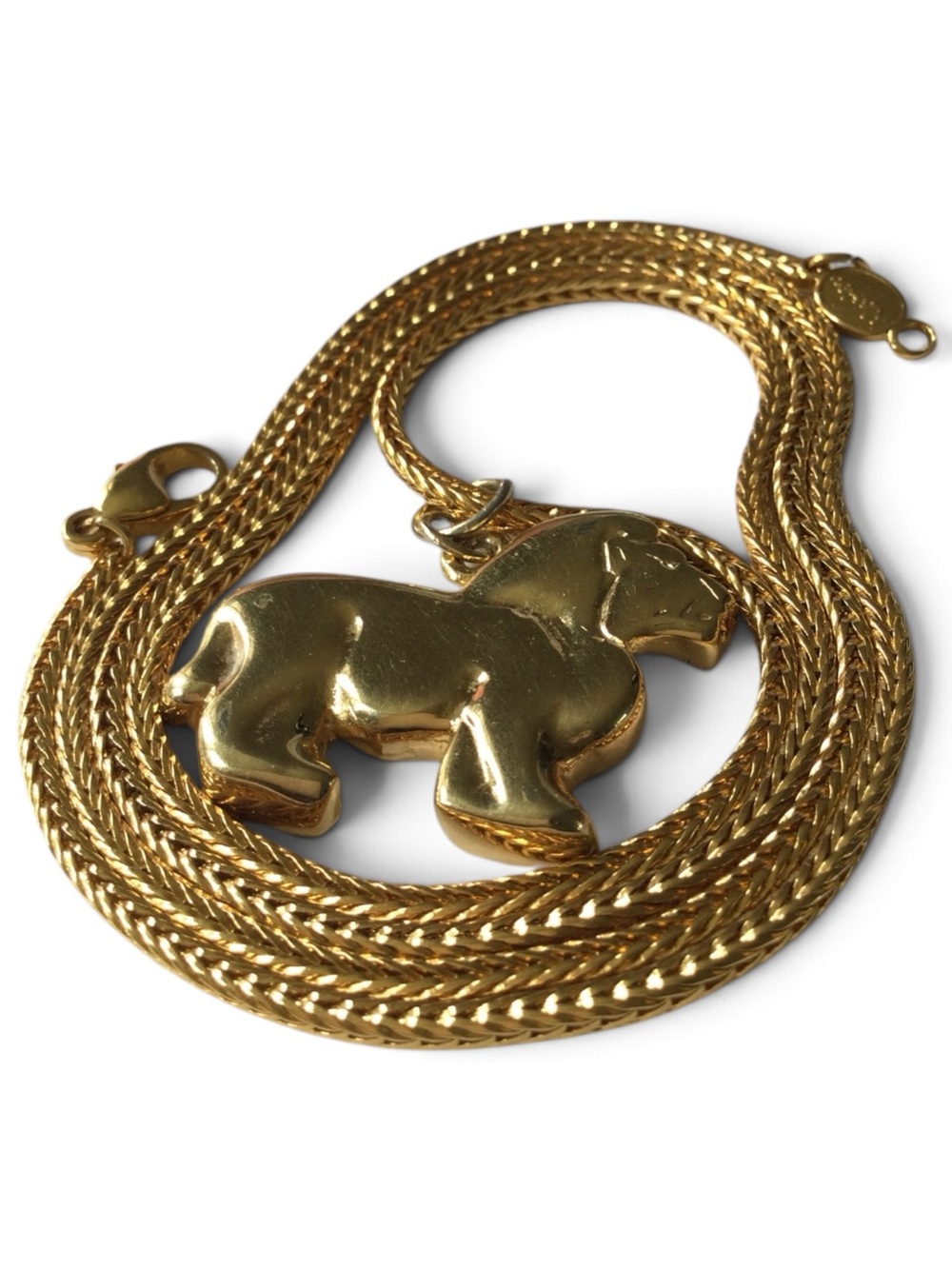 Vintage Stamped Napier Gold-Tone Lion Pendant Necklace - Picture 11 of 16